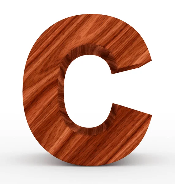Písmeno C 3d dřevěné izolované na bílém — Stock fotografie
