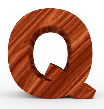 harf Q 3d ahşap beyaz izole