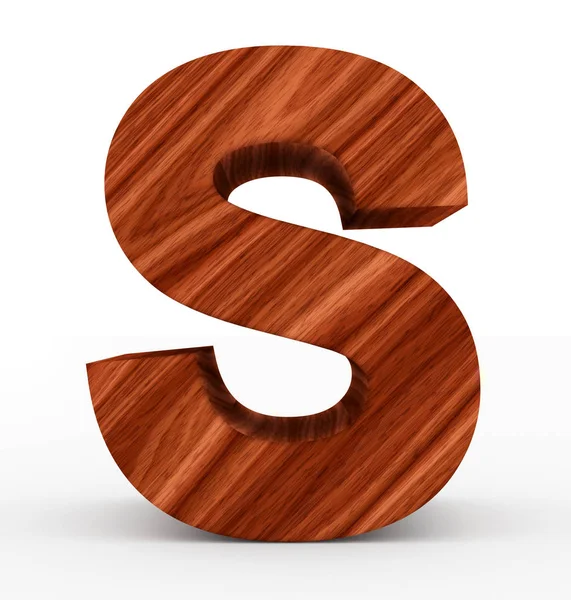 Dopis S 3d dřevěné izolované na bílém — Stock fotografie