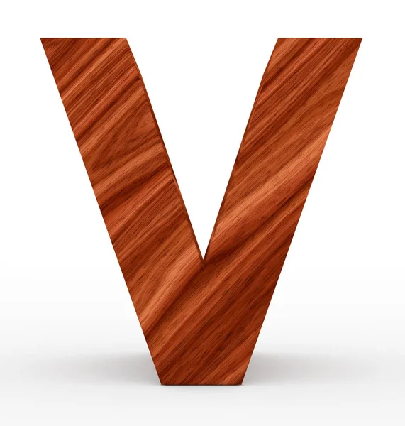 Letter V 3d houten geïsoleerd op wit — Stockfoto