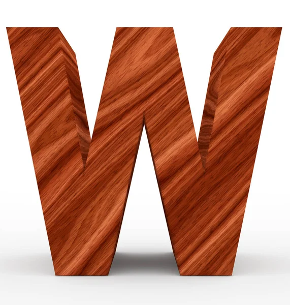 Letter W 3d houten geïsoleerd op wit — Stockfoto