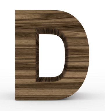 D harfi 3d ahşap beyaz izole
