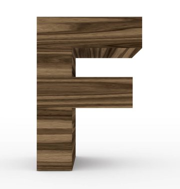 F harfi 3d ahşap beyaz izole