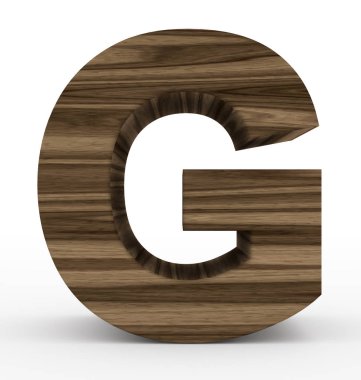 G harfi 3d ahşap beyaz izole