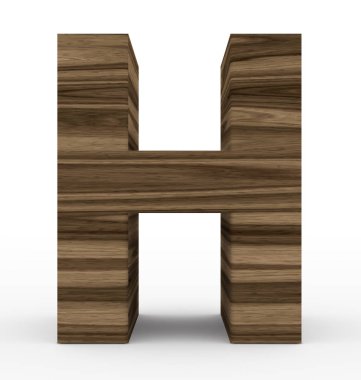H harfi 3d ahşap beyaz izole
