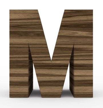 A harfi 3d ahşap beyaz izole