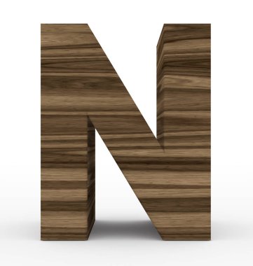 N harfi 3d ahşap beyaz izole