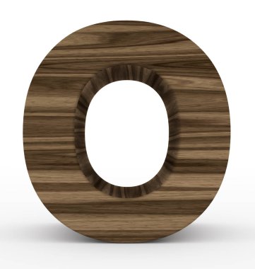 O harfi 3d ahşap beyaz izole