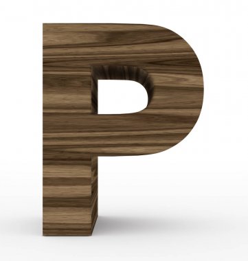 P harfi 3d ahşap beyaz izole