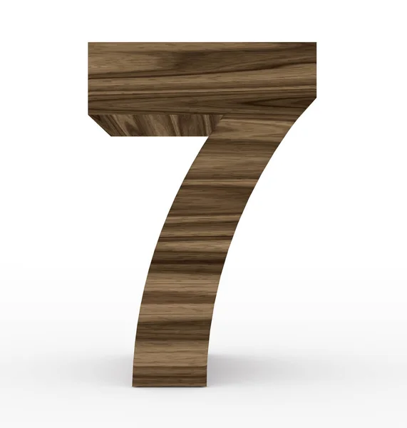 Nummer 7 3d houten geïsoleerd op wit — Stockfoto