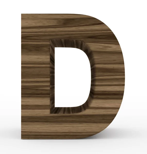 Письмо D 3d деревянные изолированные на белом — стоковое фото
