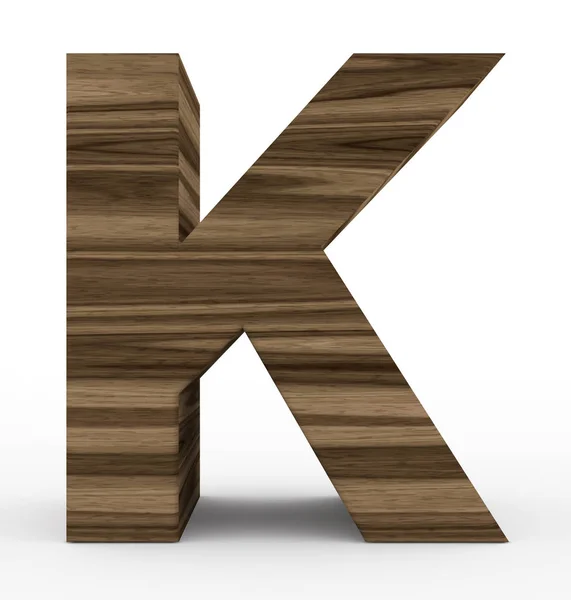 편지 K 3d 나무 흰색 절연 — 스톡 사진