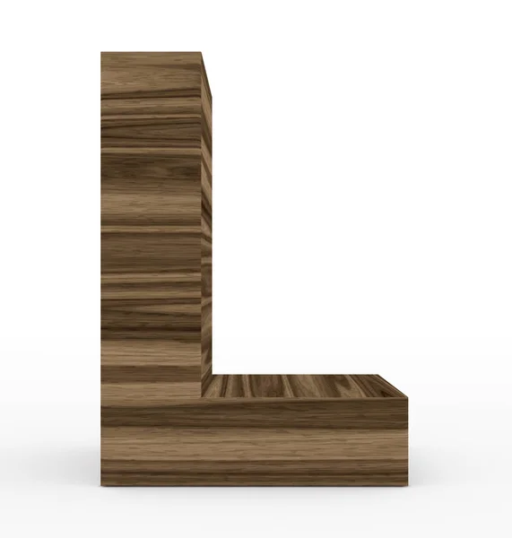 Letter L 3d houten geïsoleerd op wit — Stockfoto
