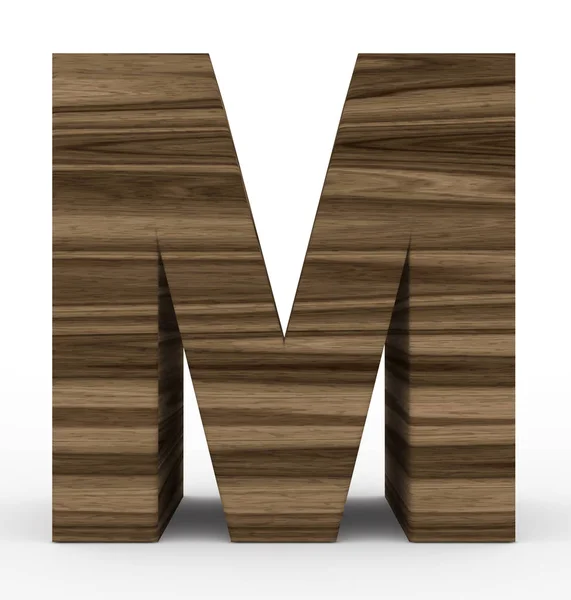 M betű 3d fa elszigetelt fehér — Stock Fotó