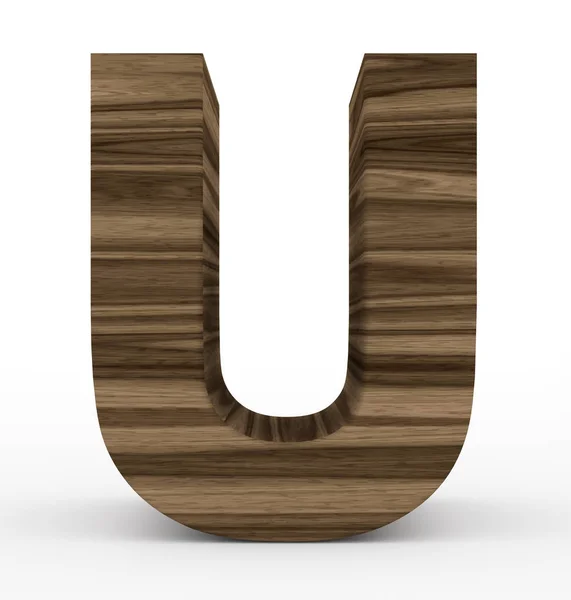 Letter U 3d wooden isolated on white — Stock Photo, Image