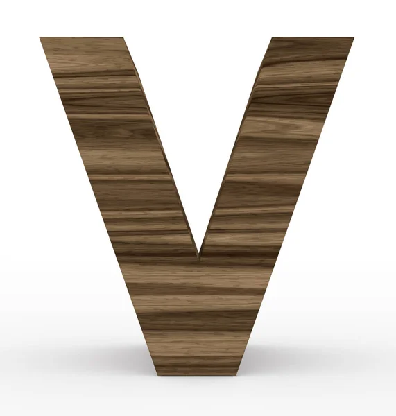 Letra V 3d de madera aislada en blanco —  Fotos de Stock