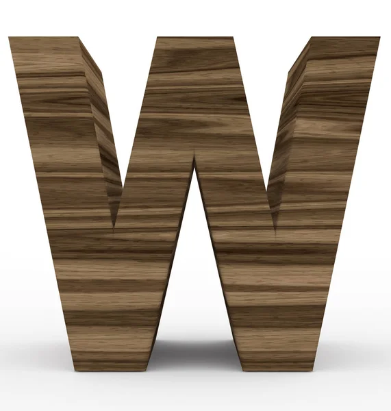 Letter W 3d wooden isolated on white — Stock Photo, Image