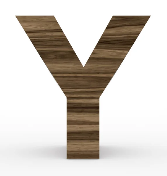 Lettera Y 3d in legno isolato su bianco — Foto Stock