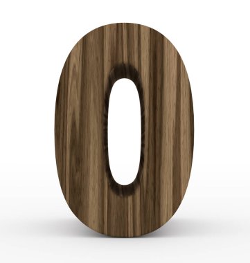 sayı 0 beyaz izole 3d ahşap