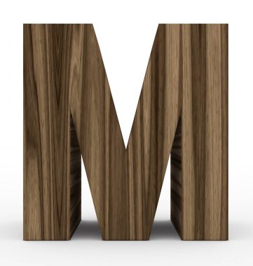 A harfi 3d ahşap beyaz izole