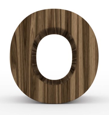 O harfi 3d ahşap beyaz izole