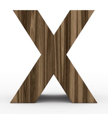 mektup X 3d ahşap beyaz izole