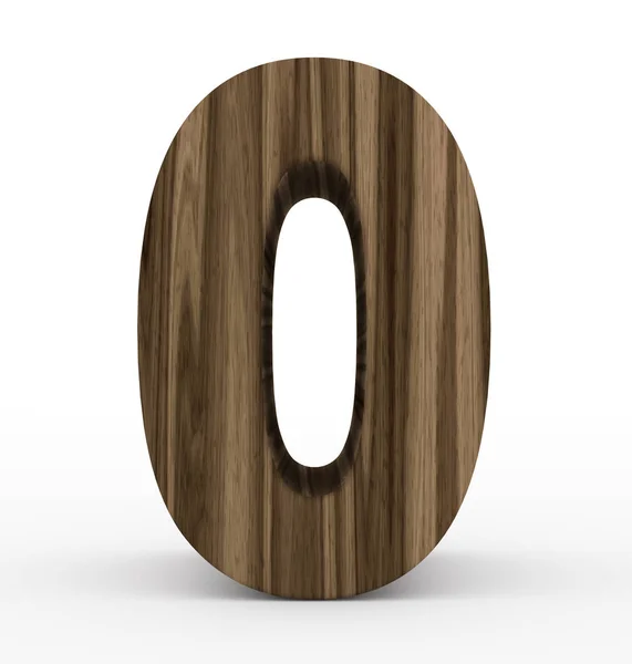 Номер 0 3d деревянная изоляция на белом — стоковое фото