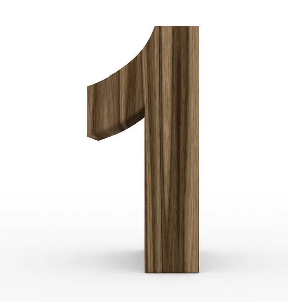 Numero 1 3d in legno isolato su bianco — Foto Stock