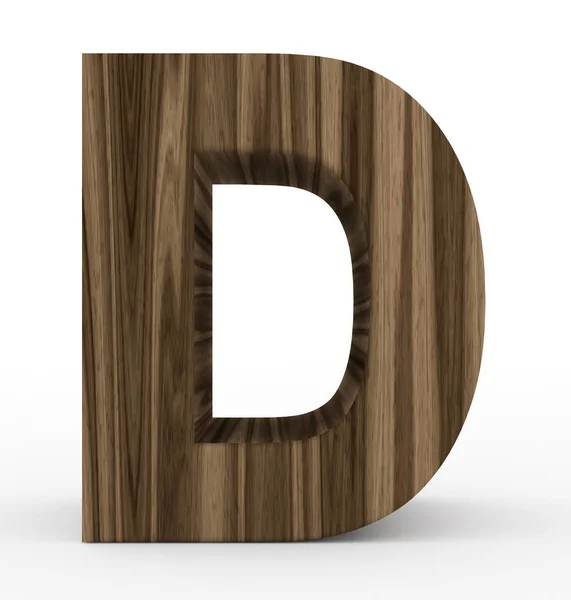 Letter D 3d wooden isolated on white — Stock Photo, Image