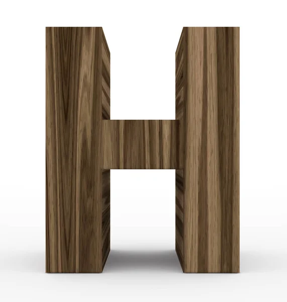 Letter H 3d houten geïsoleerd op wit — Stockfoto