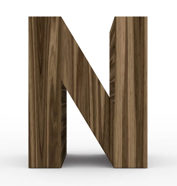Letter N 3d houten geïsoleerd op wit — Stockfoto