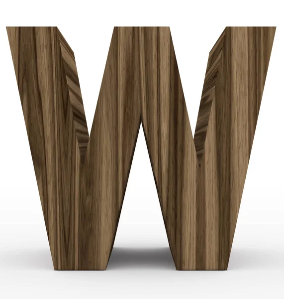 Letter W 3d wooden isolated on white — Stock Photo, Image