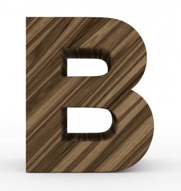 B harfi 3d ahşap beyaz izole
