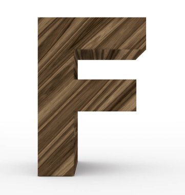 F harfi 3d ahşap beyaz izole