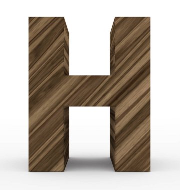 H harfi 3d ahşap beyaz izole