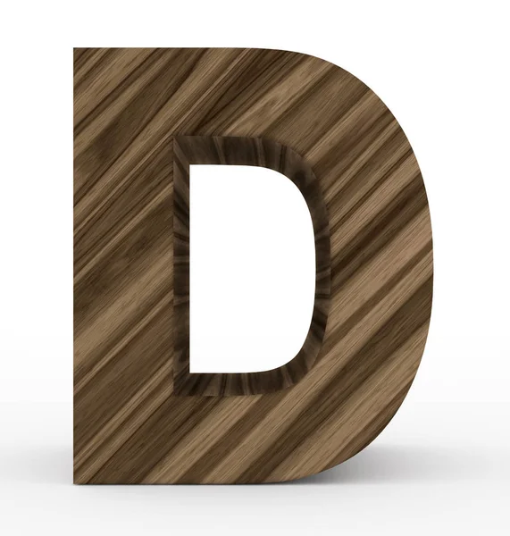 Letter D 3d houten geïsoleerd op wit — Stockfoto