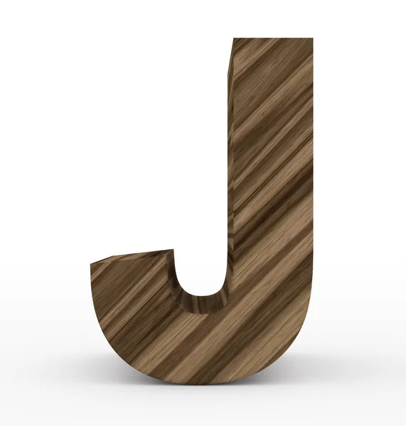 Letter J 3d wooden isolated on white — Stock Photo, Image