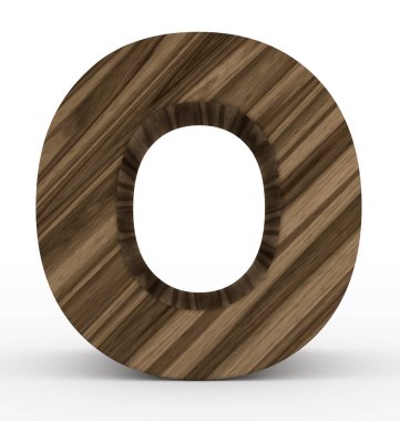 O harfi 3d ahşap beyaz izole