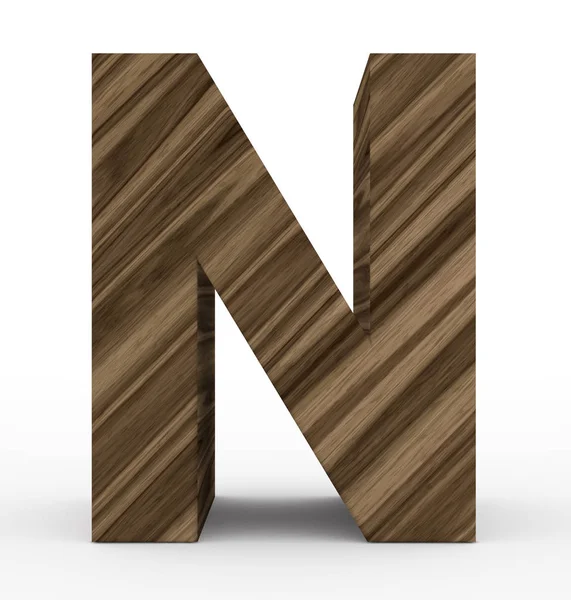 N の文字 3 d 木製白で隔離 — ストック写真