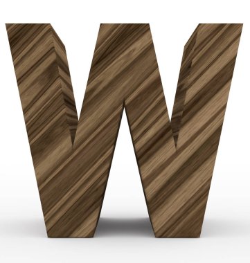 harf W 3d ahşap beyaz izole