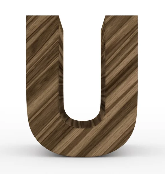Letter U 3d wooden isolated on white — Stock Photo, Image