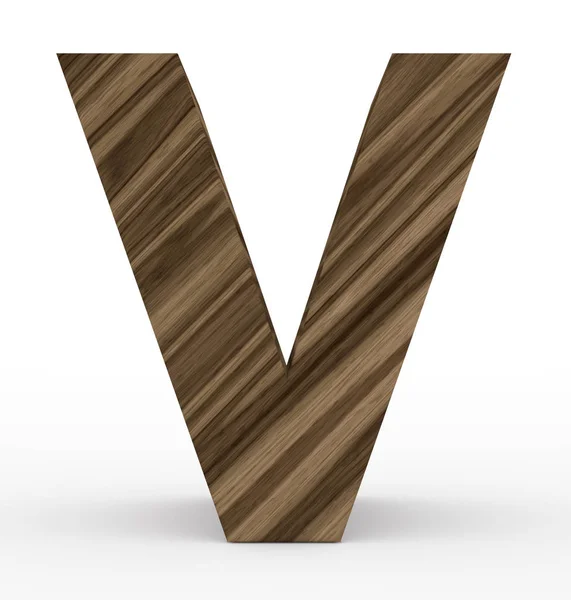 Lettera V 3d in legno isolato su bianco — Foto Stock