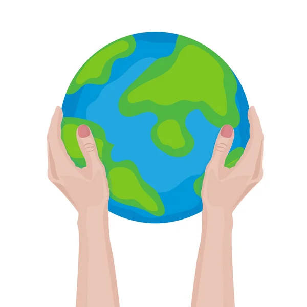 Globus Und Hände Kritzeln Erde Symbol Handgezeichnet Auf Weißem Hintergrund — Stockvektor
