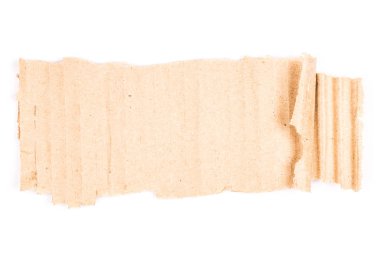 Brown yırtık ve üzerinde beyaz izole karton oluklu.