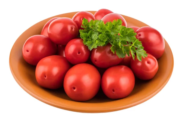Świeże pomidory na tablicy. na białym tle. — Zdjęcie stockowe