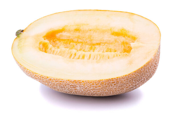 Half of cantaloupe melon isolated on the white background. 
