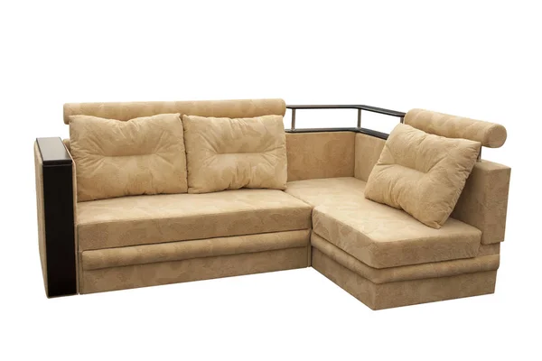 Beige sofa geïsoleerd op een witte achtergrond. — Stockfoto