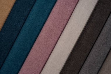 Renk örnekleri çeşitli döşemelik kumaş. 