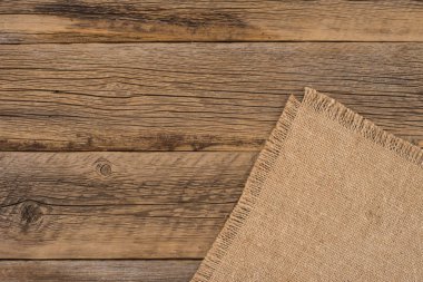 Eski çuval bezi ve ahşap doku. 