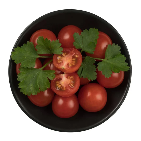 Свежие помидоры на тарелке. Изолированный на белом фоне . — стоковое фото